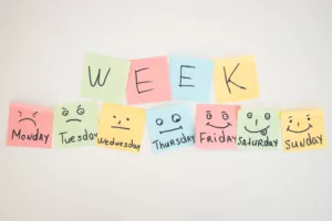 Post it avec les jours de la semaine en anglais