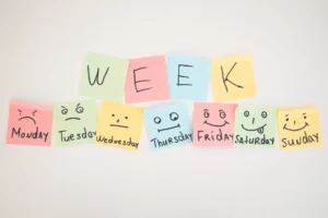 Post it avec les jours de la semaine en anglais